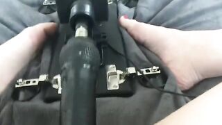 A girl got a machine that can satisfy her sexual needs