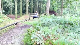 A hot jogger gets fucked outdoors during her exercise in the woods