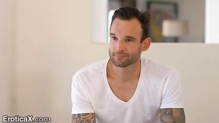 Hot Latina Eliza Ibarra dances with tattooed Frenchman in the sheets