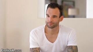 Hot Latina Eliza Ibarra dances with tattooed Frenchman in the sheets