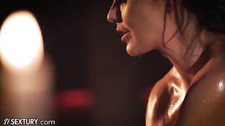 Hot lesbians Tina Kay and Lilu Moon in oily action