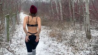 Wife shared her pussy with husband and friend in snow