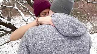 Wife shared her pussy with husband and friend in snow