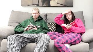 Stepbrother watching porn and jerking off next to his stepsister