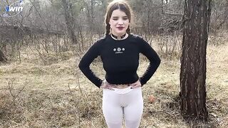 A hot girl is fucking with a guy in the forest, wild!