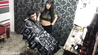Horny guy fucked sexy chick in the barbershop in this hot vid