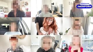 The red-haired cute girl fucked in her tight pussy during a Zoom meeting