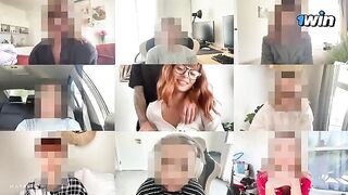 The red-haired cute girl fucked in her tight pussy during a Zoom meeting