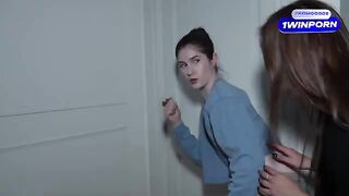 Two curious step-sisters secretly watch their step-parents, getting excited and trying to imitate them