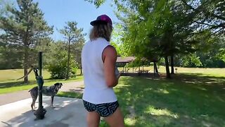 The guy is fucking his girlfriend on the lake in Michigan summer