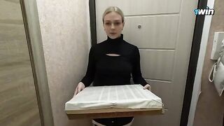 A hot delivery girl got her pussy worked hard after having a pizza