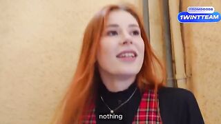 Redhead with huge boobs gets banged in the vestibule and at a YouTuber’s place