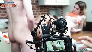 Behind the Scenes: Gentle FFM threesome action and insights into Russian adult film making