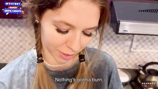 The girl doesn't mind occasional sex in the kitchen with her flatmate