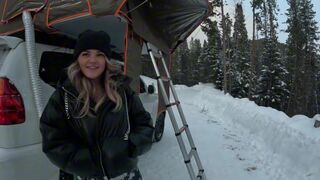 Babe went to sleep in her tent with her boyfriend, but she was fucked by a stranger