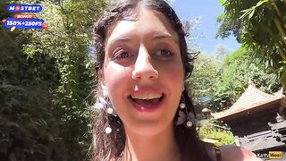 Public blowjob and cumwalk action in a risky outdoor spot with many people