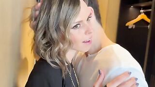 A hotwife gets fucked by two cocks, her husband watches and swallows cum