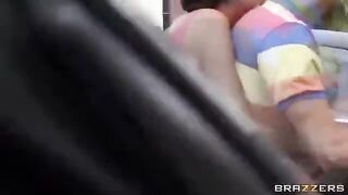 The guy has fun with two girls in the car