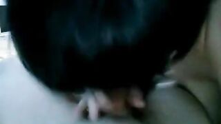 A drunk brunette woke up her husband with a blowjob, showcasing passionate homemade heat