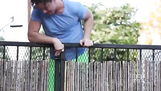 The neighbor guy fucked the busty brunette with natural tits hard