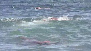 A mature woman went to the naked beach to enjoy herself