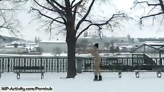 Student became a slut and began to show her boobs on the street