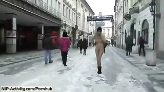 Student became a slut and began to show her boobs on the street