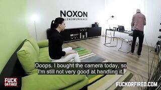 Casting agent fucked brunette on the table in a steamy session