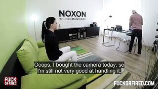Casting agent fucked brunette on the table in a steamy session