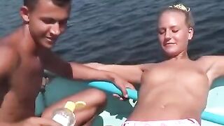 The young people are fucking and enjoying themselves on the river
