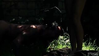 Blonde beauty got fucked in the garden by a horny guy