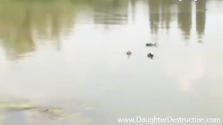A girl came to the pier and began to attract a guy’s attention