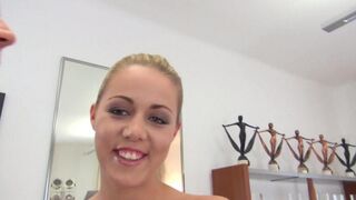 The whore got a new dress for her deepthroat blowjob skills