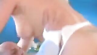 Hard and beautiful sex in white stockings, a stunning sight to see
