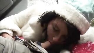 Two drunken Santa Clauses fucked the hot Snow Maiden in a wild threesome
