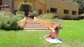 Blonde beauty fucked on the lawn in 4K