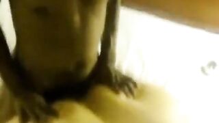 A fat woman lays on two guys, taking turns with them in a steamy scene