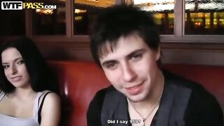 A girl was pick up by Russians in the cafe toilet