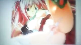 As usual, the boy jerked his cock on the anime chick’s pussy