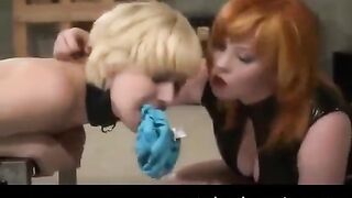 Lesbian porn with a BDSM twist, featuring pain and tenderness