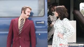 TV presenter fucked by her colleague on the couch, he came on her