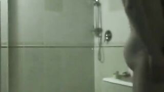 A hot brunette has sex with her boyfriend in the bath after getting drunk