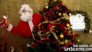 A Russian whore is servicing five guys in Santa suits this Christmas