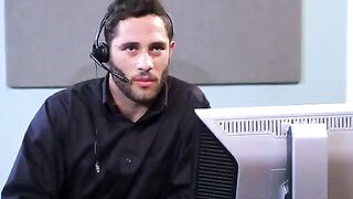 Sexual employees have sex right on the working table in the office