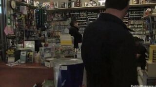 Rough sex with a girl in the store, she screamed with pleasure