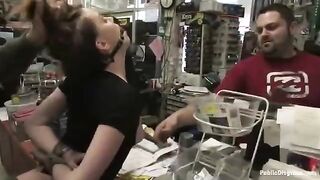 Rough sex with a girl in the store, she screamed with pleasure