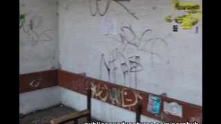 A young girl was picked up at the bus stop and fucked hard