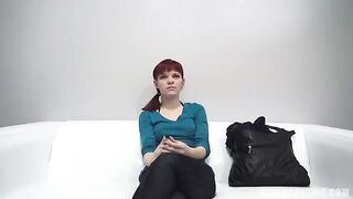 Redhead 18 years old agreed to show her nipples and more at casting