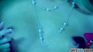 A blonde with a big breast can not live without sex, she uses a dildo