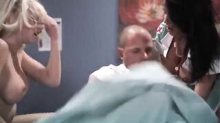 Two hot nurses are sharing a big cock, this is how they fuck